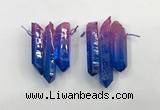 CTD1226 Top drilled 7*30mm - 9*45mm sticks plated quartz beads