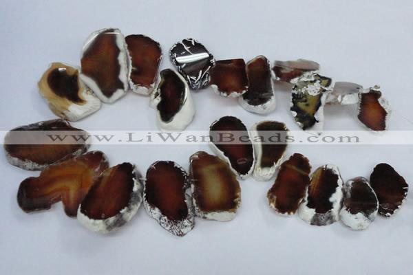 CTD1552 Top drilled 20*25mm - 35*45mm freeform agate slab beads