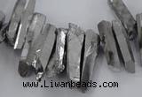 CTD1623 Top drilled 4*15mm - 6*35mm sticks plated quartz beads