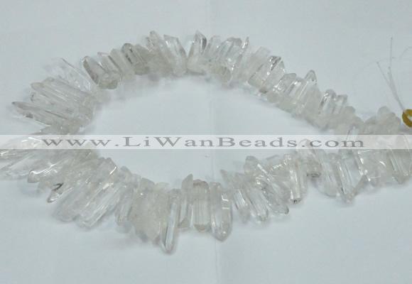 CTD1638 Top drilled 5*25mm - 7*45mm sticks white crystal beads