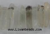 CTD1661 Top drilled 6*18mm - 8*35mm sticks green phantom quartz beads