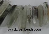 CTD1663 Top drilled 6*18mm - 8*35mm sticks green phantom quartz beads