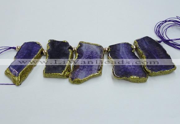 CTD1735 Top drilled 25*35mm - 30*45mm freeform agate slab beads