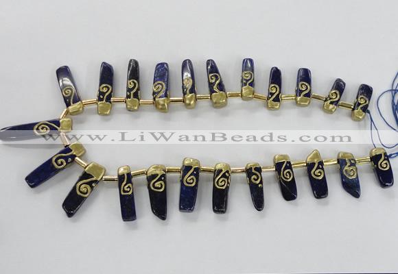 CTD1927 Top drilled 8*20mm - 10*35mm sticks lapis lazuli beads