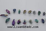 CTD1938 Top drilled 12*20mm - 25*35mm nuggets plated amethyst beads