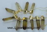 CTD1969 Top drilled 10*50mm - 15*60mm sticks lemon quartz beads