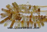 CTD2111 Top drilled 10*25mm - 12*45mm sticks yellow quartz beads