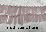 CTD2114 Top drilled 10*25mm - 12*45mm sticks rose quartz beads