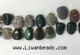 CTD2148 Top drilled 15*25mm - 18*25mm freeform Indian agate beads