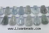 CTD2268 Top drilled 16*28mm - 20*30mm faceted freeform aquamarine beads