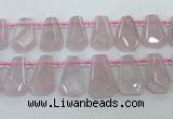 CTD2271 Top drilled 16*28mm - 20*30mm faceted freeform rose quartz beads