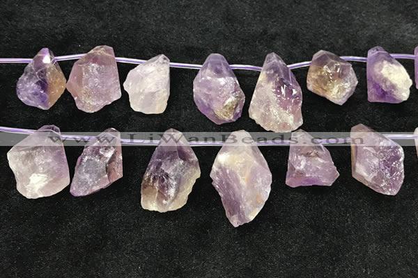 CTD2303 Top drilled 20*25mm - 25*45mm faceted nuggets amethyst beads