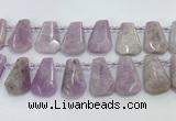 CTD2369 Top drilled 16*18mm - 20*30mm faceted freeform kunzite beads