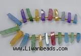 CTD2518 Top drilled 8*25mm - 11*50mm sticks druzy agate beads