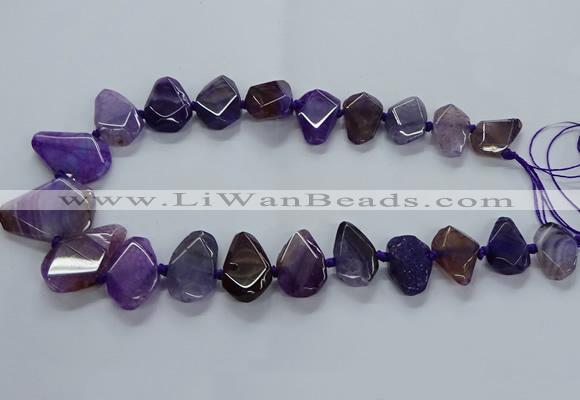 CTD2595 Top drilled 15*20mm - 25*35mm faceted freeform agate beads