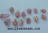 CTD2622 Top drilled 10*25mm - 20*45mm nuggets plated druzy quartz beads