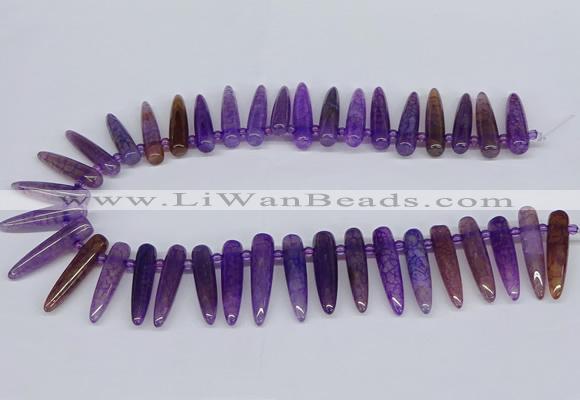 CTD2725 Top drilled 8*35mm bullet agate gemstone beads wholesale