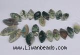 CTD2738 Top drilled 15*30mm - 25*50mm marquise moss agate beads