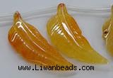 CTD2772 Top drilled 20*45mm - 25*55mm carved leaf agate beads