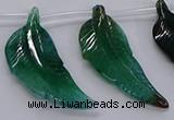 CTD2776 Top drilled 20*45mm - 25*55mm carved leaf agate beads