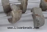 CTD2841 Top drilled 15*20mm - 18*40mm freeform plated druzy agate beads