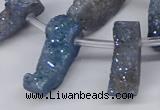 CTD2845 Top drilled 15*20mm - 18*40mm freeform plated druzy agate beads