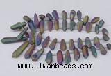 CTD2855 Top drilled 10*20mm - 15*50mm sticks plated quartz beads