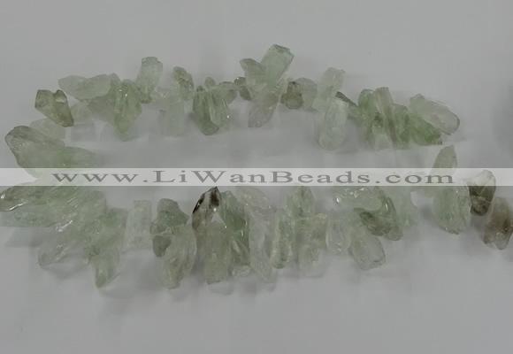 CTD2886 Top drilled 12*20mm - 15*35mm sticks green quartz beads