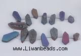 CTD2905 Top drilled 15*25mm - 25*55mm freeform plated druzy agate beads