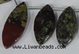 CTD33 Top drilled 10*24mm – 17*40mm marquise dragon blood jasper beads