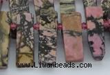 CTD3503 Top drilled 10*25mm - 10*45mm sticks rhodonite beads