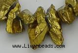 CTD3555 Top drilled 10*20mm - 12*30mm sticks plated quartz beads