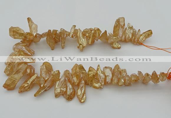 CTD3557 Top drilled 10*20mm - 12*30mm sticks plated quartz beads