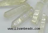 CTD3575 Top drilled 6*20mm - 8*45mm sticks plated white crystal beads