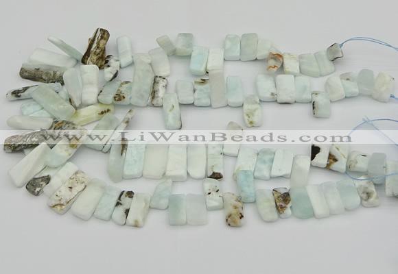 CTD3599 Top drilled 8*15mm - 10*30mm sticks natural larimar beads