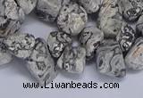 CTD3614 Top drilled 10*14mm - 13*18mm nuggets grey picture jasper beads