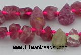 CTD3625 Top drilled 8*10mm - 10*14mm freeform pink tourmaline beads