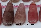 CTD3650 Top drilled 10*20mm - 15*45mm freeform strawberry quartz beads