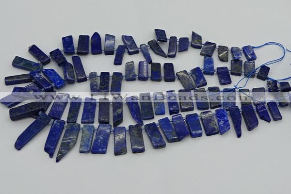 CTD3654 Top drilled 6*15mm - 10*25mm sticks lapis lazuli beads