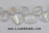 CTD3671 Top drilled 5*8mm - 10*14mm freeform plated white crystal beads