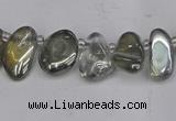 CTD3672 Top drilled 5*8mm - 10*14mm freeform plated white crystal beads