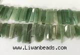 CTD3736 Top drilled 8*20mm - 10*50mm sticks green aventurine beads