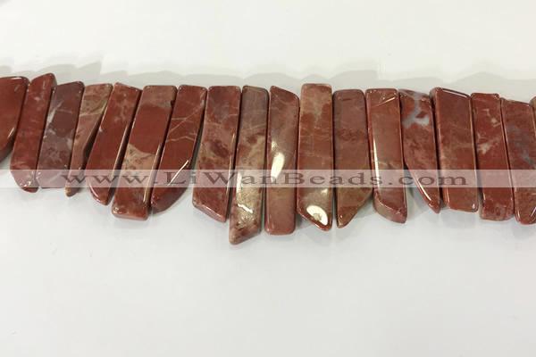 CTD3737 Top drilled 8*20mm - 10*50mm sticks red jasper beads