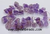 CTD3751 Top drilled 15*20mm - 25*30mm faceted nuggets amethyst beads