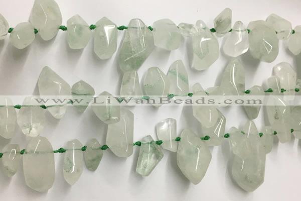 CTD3753 Top drilled 6*12mm - 13*18mm nuggets green quartz beads