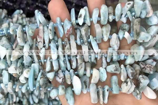 CTD3757 15.5 inches 4*8mm - 8*18mm sticks larimar gemstone beads