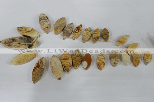 CTD40 Top drilled 10*23mm – 15*40mm marquise picture jasper beads