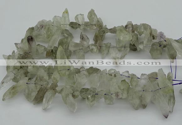 CTD415 Top drilled 8*25mm - 12*40mm nuggets green quartz beads