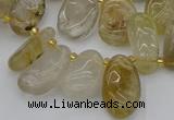 CTD449 Top drilled 10*14mm - 12*20mm freeform golden rutilated quartz beads