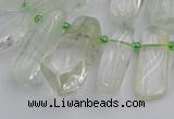 CTD454 15.5 inches 8*20mm - 15*38mm freeform green phantom quartz beads